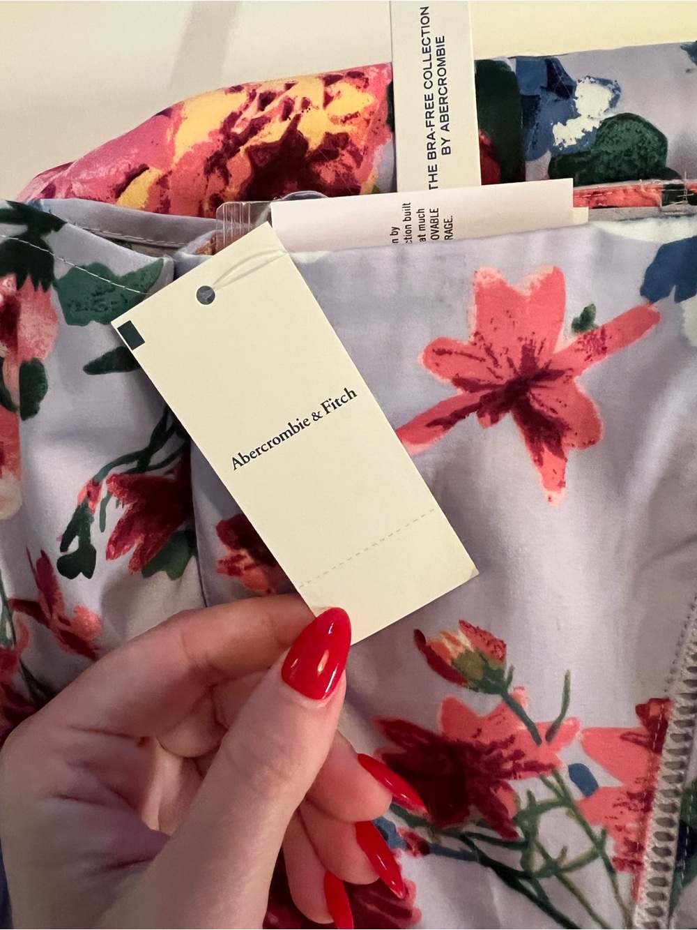 Abercrombie & Fitch Lavender Floral Strapless Midi Dress (bra free collection) - Picture 6 of 7
